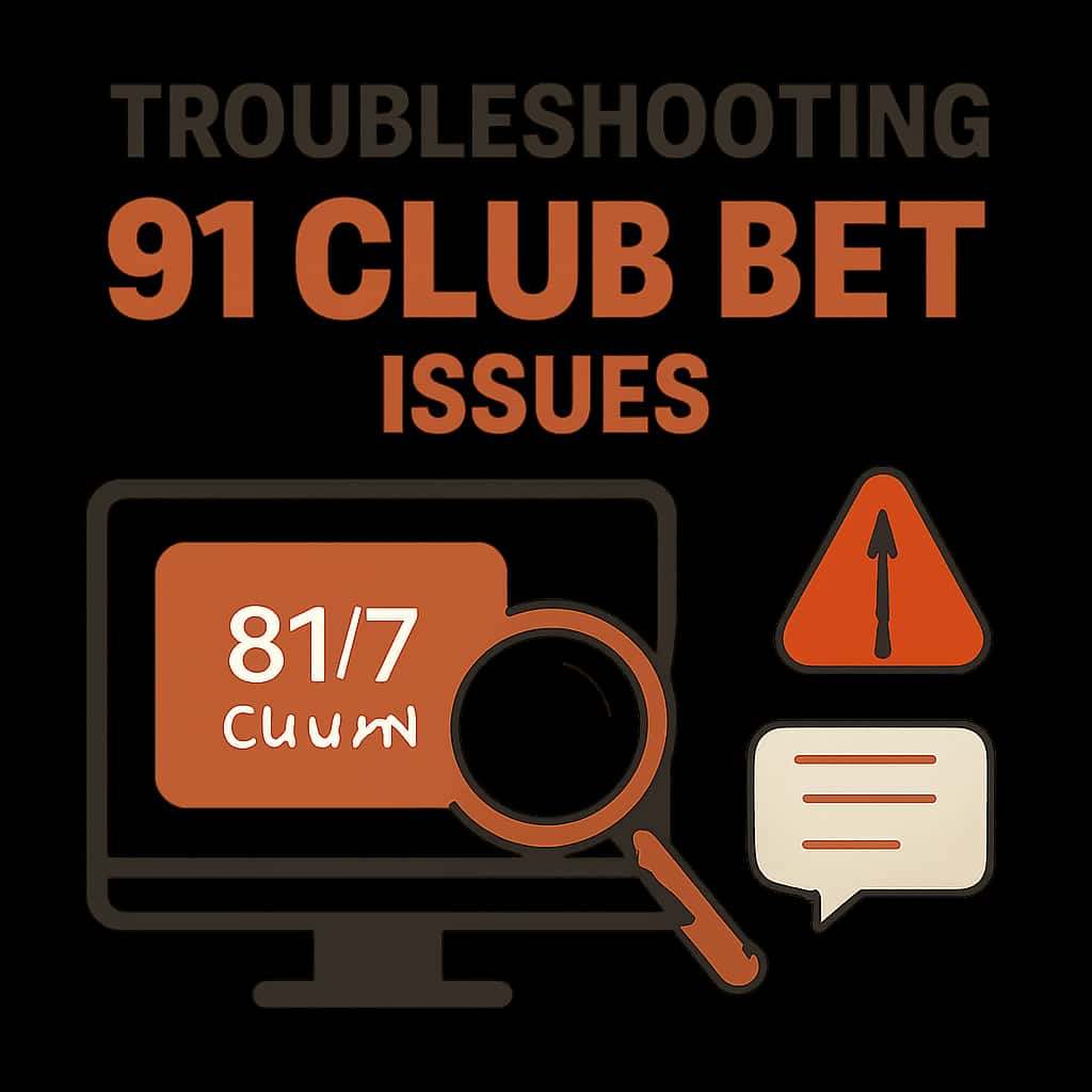 An educational diagram outlining common troubleshooting steps for the 91 Club Bet app.
